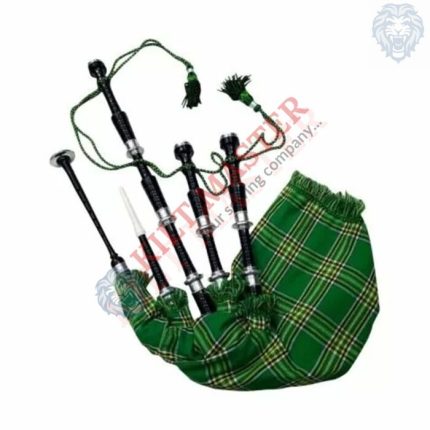 Black Finish Irish National Tartan Bagpipe